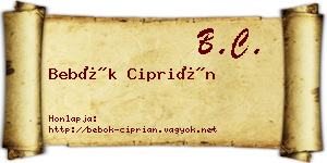 Bebők Ciprián névjegykártya